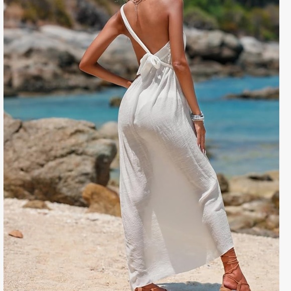 Eicolorte Beach Sarong Pareo Womens Semi-Sheer Swimwear Cover Up Skirt in white - Picture 6 of 6